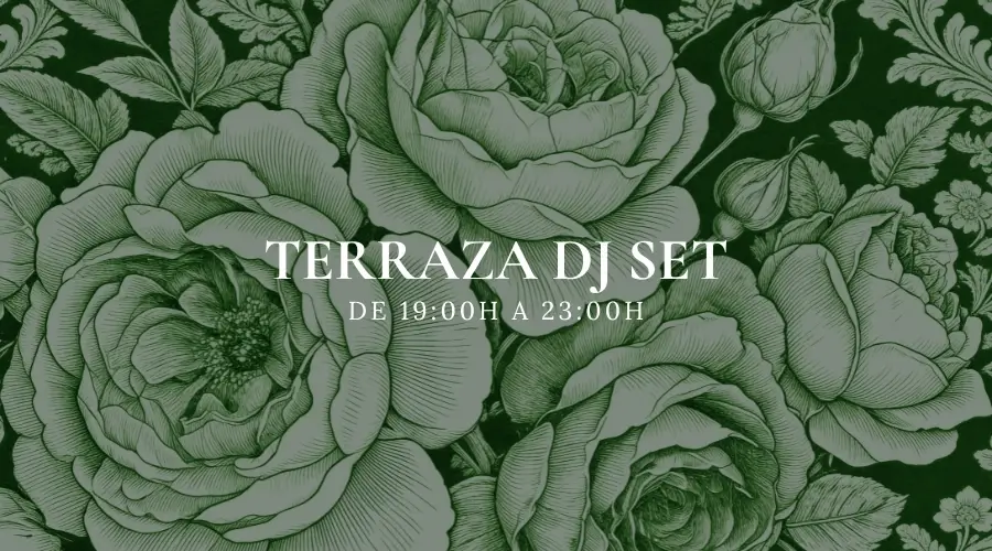 Cartel del DJ set en la terraza de Aftergreen el sábado de 19:00 a 23:00h, La Monacilla, Aljaraque (Huelva)